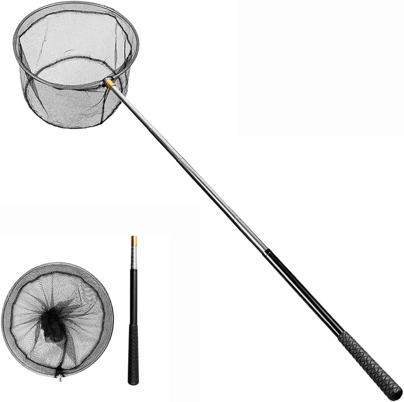 Pool Skimmer Net with Stainless Steel Telescopic Pole,58″ Extendable Leaf