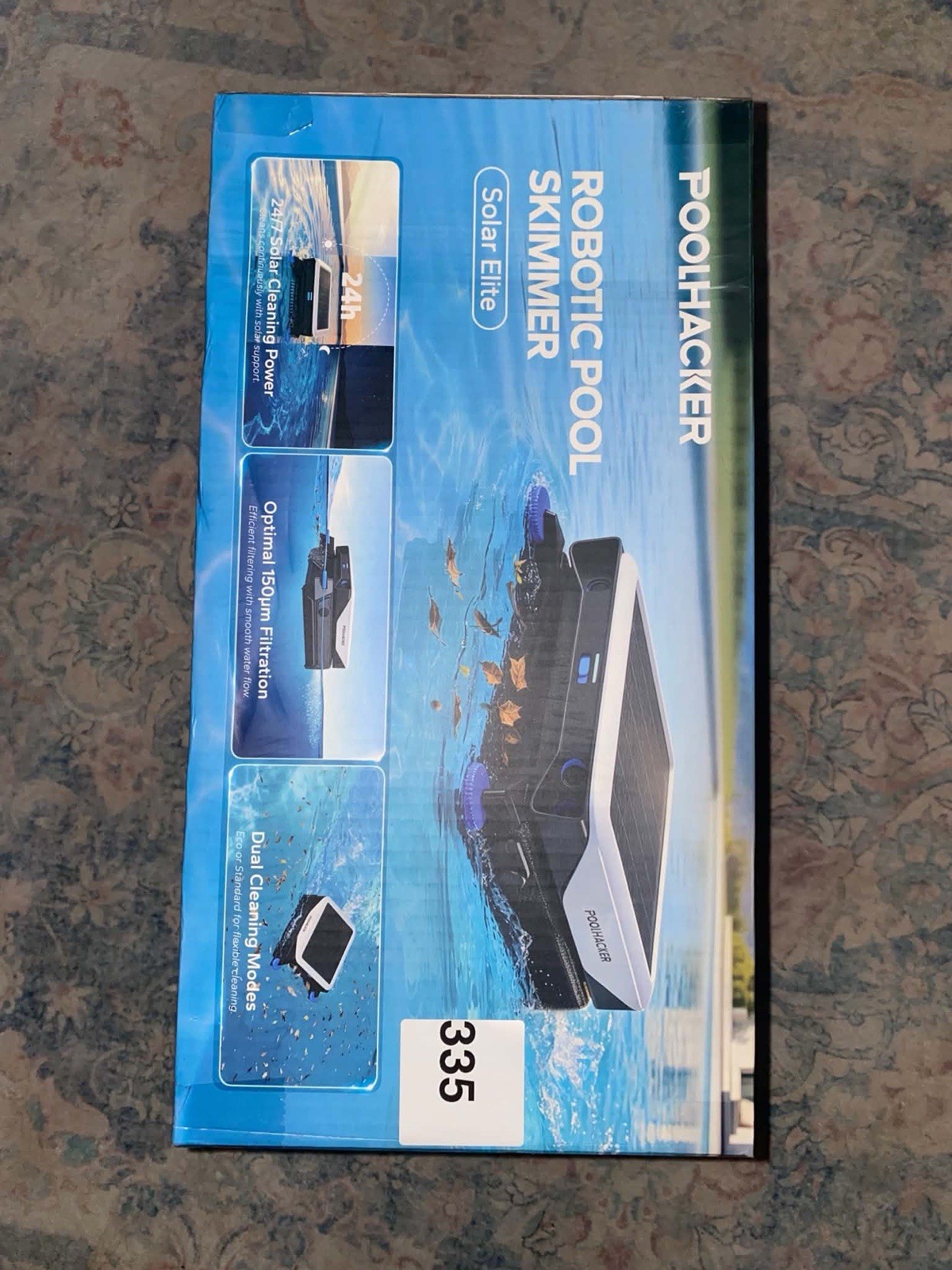 POOLHACKER Solar Elite Robotic Pool Cleaner, Solar Powered, 5.9L, 72H, Waterline