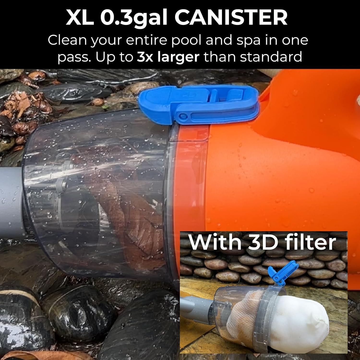 24V Cordless Handheld Pool Vacuum with 3-Stage 3D Micro-Filtration | 65W 43Kpa H