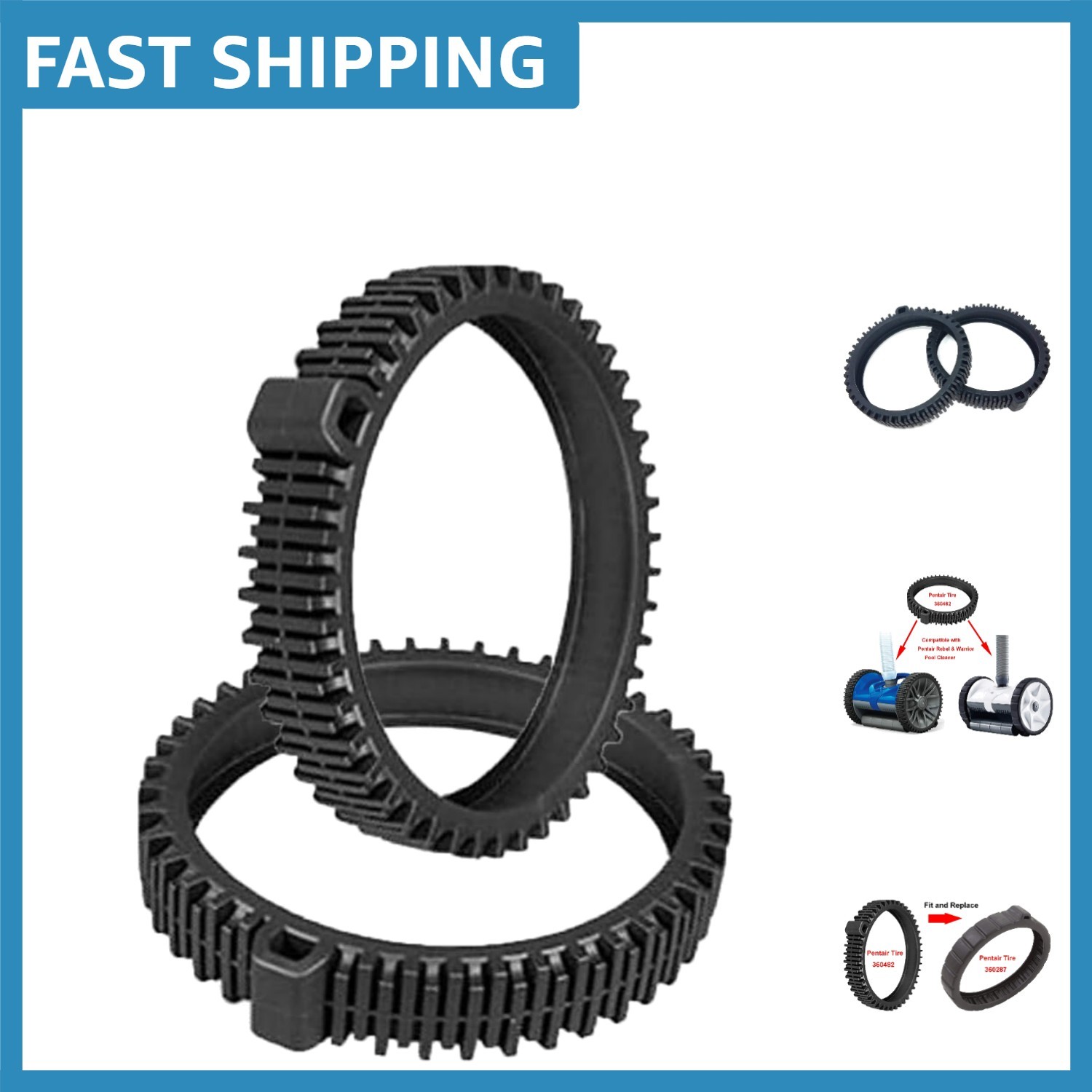 Suction-Powered Pool Cleaner Tire Kit – Durable & Efficient 2 Pack Replacement