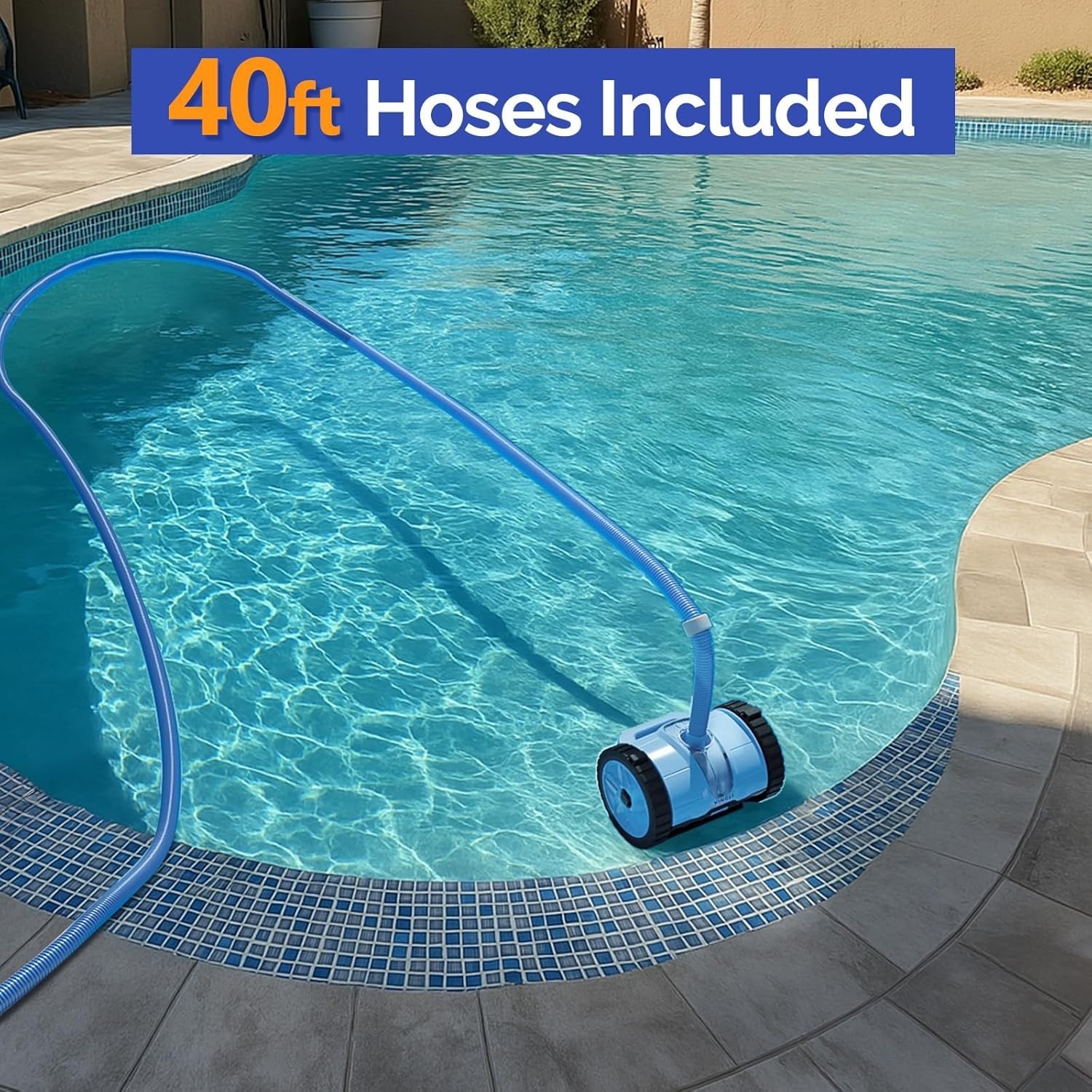 Pool Cleaner Automatic Suction-Side Wall Climber Blue & Gray 39.6ft Hose