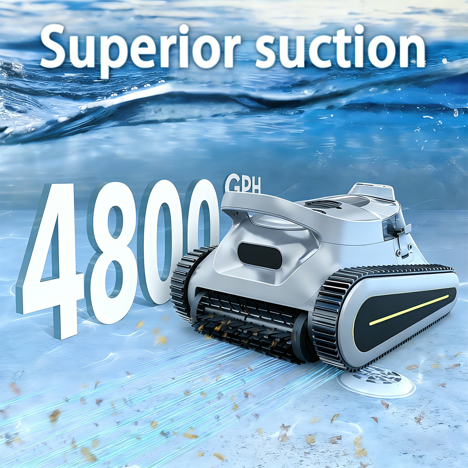 Cordless Robotic Pool Vacuum,Pool Cleaning Robot with Wall Climbing Function,App