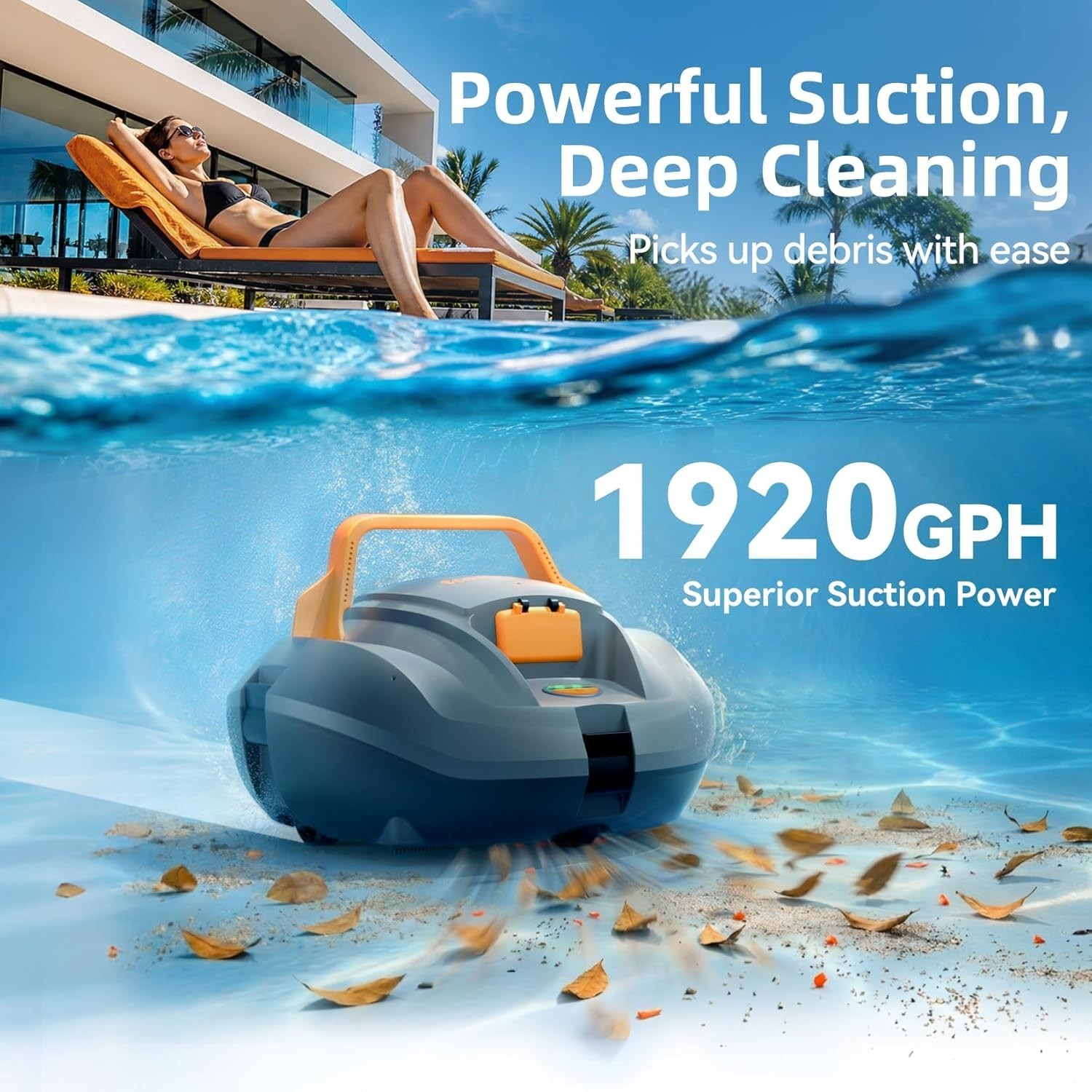 Pool Vacuum for Above Ground Pool, 120-Min Runtime, Powerful Dual-Motor, Adjusta
