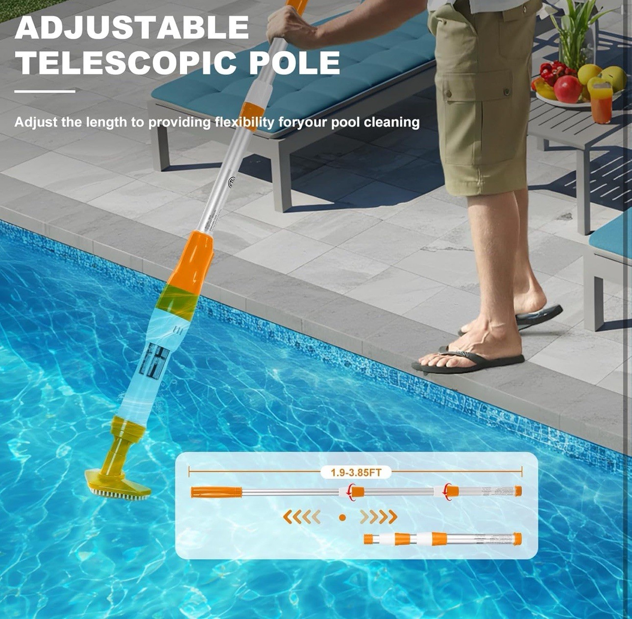 3 in 1 Cordless Rechargeable Pool Vacuum, Handheld Pool Cleaner Ideal for Spas,