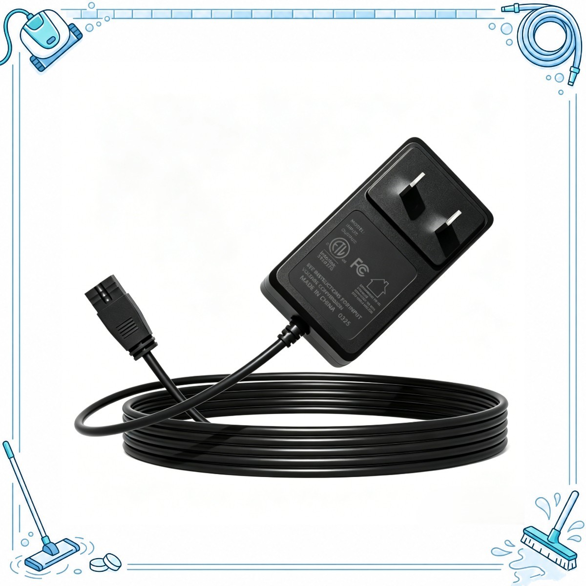 2-Prong 12.6V AC/DC Adapter For Bublue Bubot GM25-12600-1A Pool Vacuum Cleaner