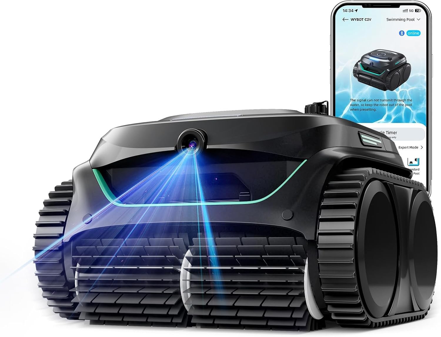 WYBOT C2 Vision AI Camera Cordless Pool Vacuum Robot for inground Pools Smart