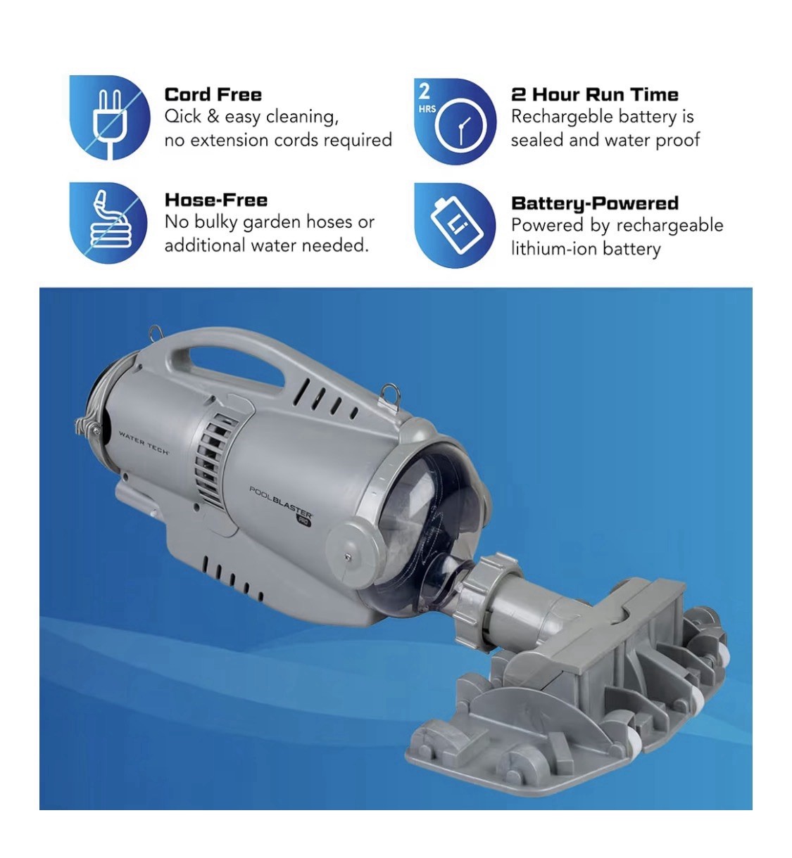 Pro 1000 Commercial Pool Vacuum for Inground Pools, Cordless Portable Heavy Duty