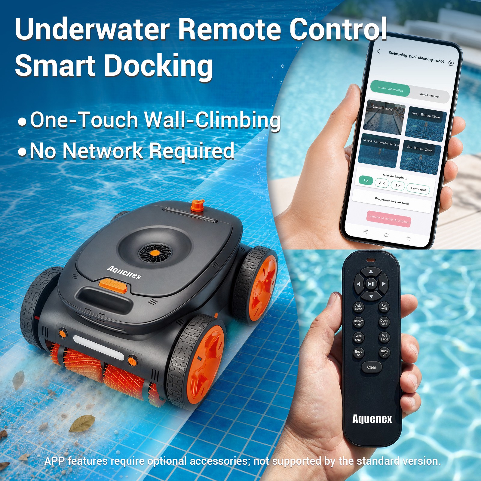 New 5460GPH Robotic Pool Cleaner with Signal Buoy, App&Remote, Smart Navigation