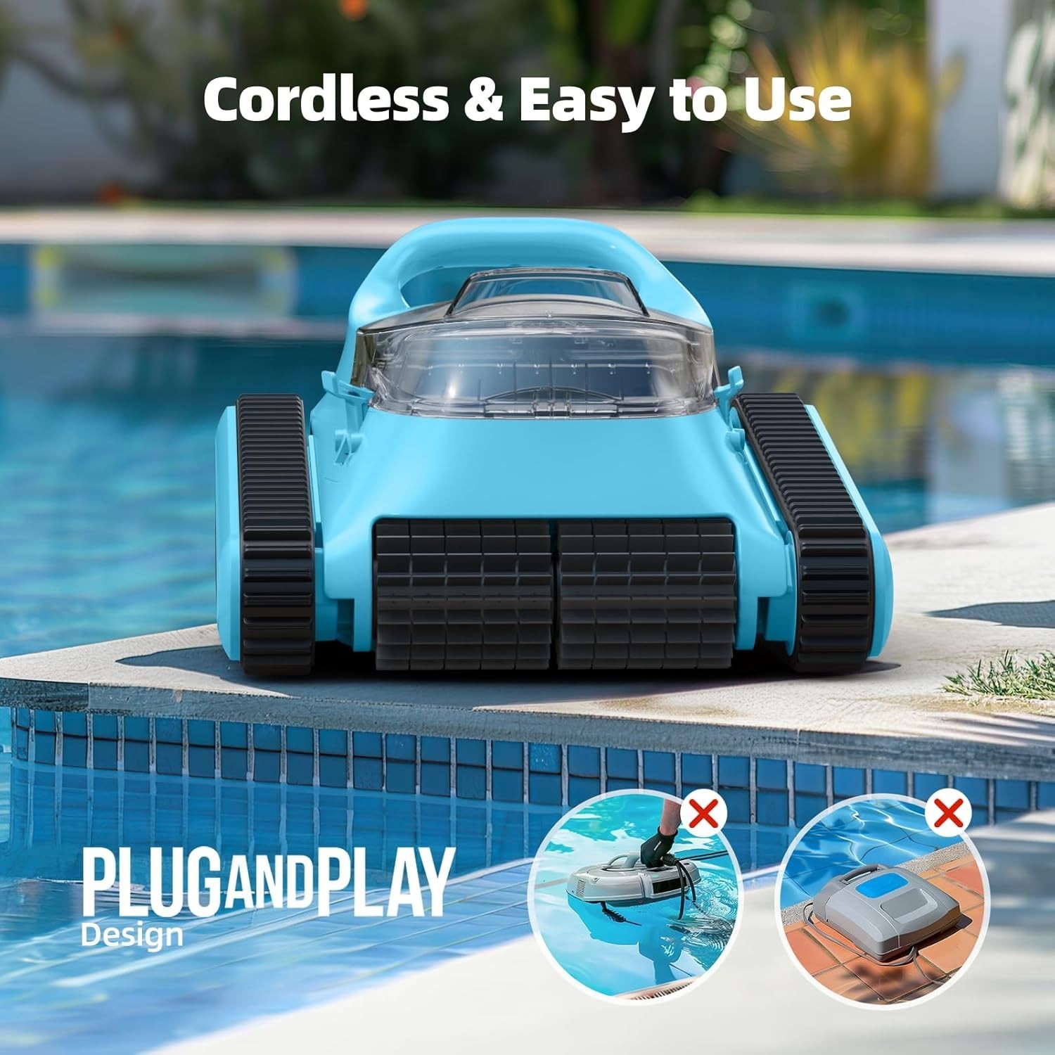 Robotic Pool Cleaner Cordless Wall Climbing Pool Vacuum Robot for Inground Pools