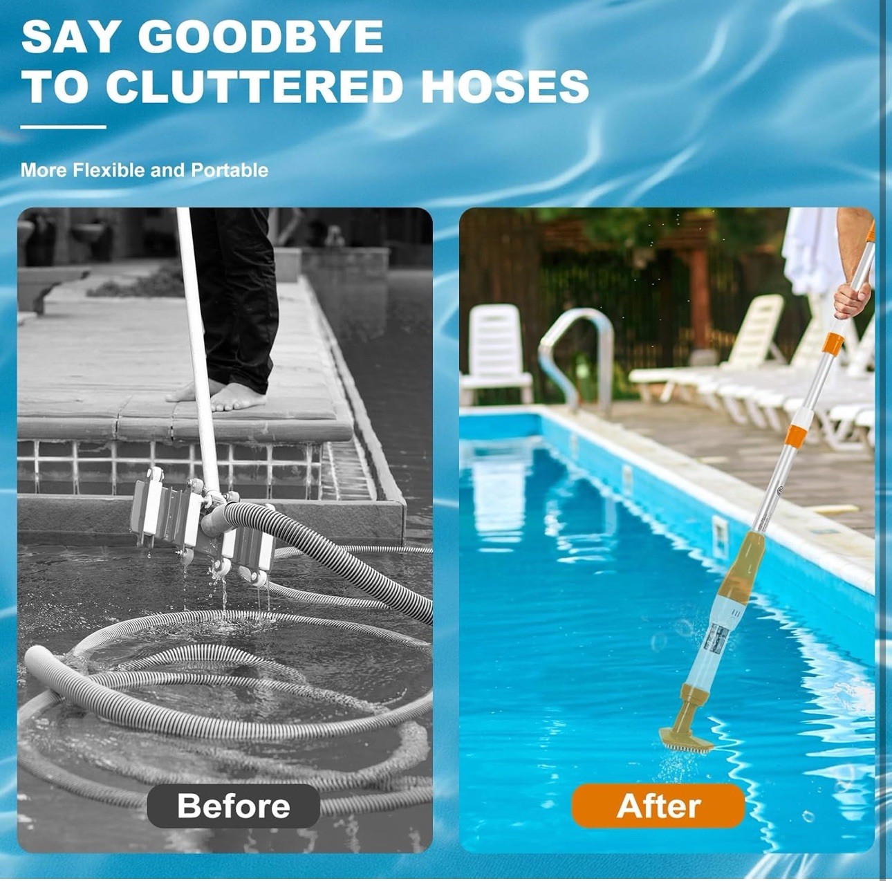 3 in 1 Cordless Rechargeable Pool Vacuum, Handheld Pool Cleaner Ideal for Spas,