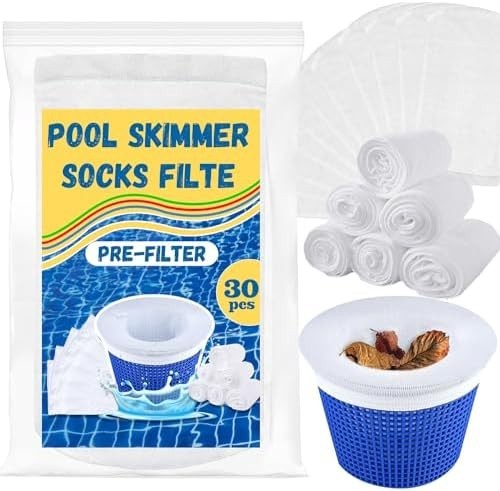 Pool Skimmer Socks 30 Pack Filter Basket Savers Fine Mesh for Above Inground Poo