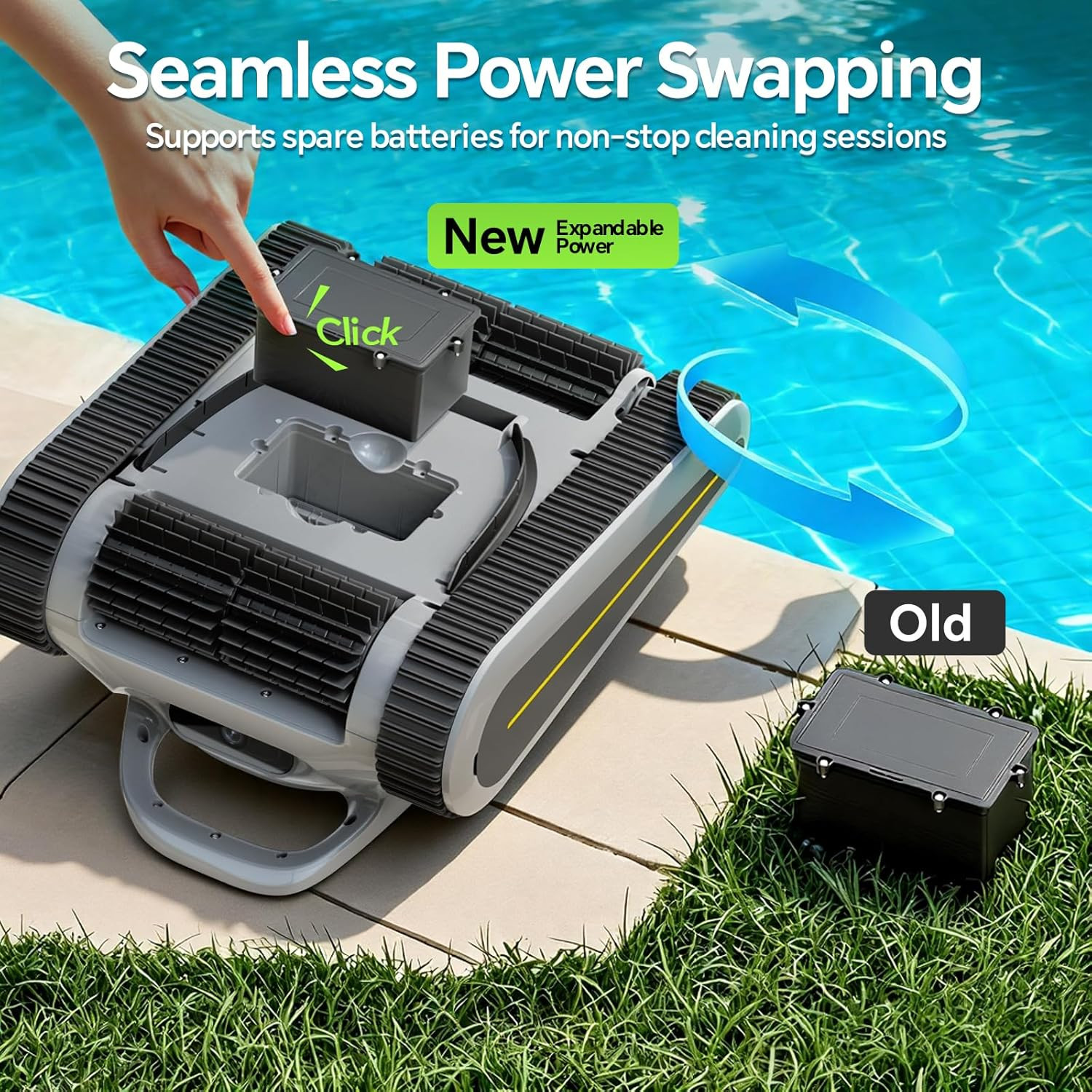 Pool Vacuum for Inground Pools & above Ground Pool, Cordless Robotic Pool Cleane