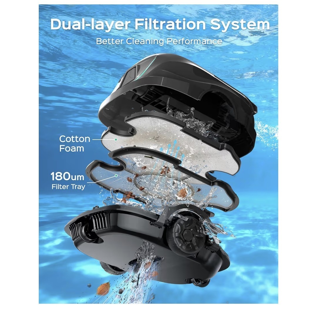 WYBOT A1 Cordless Robotic Pool Cleaner, Automatic Pool Vacuum for Above Ground
