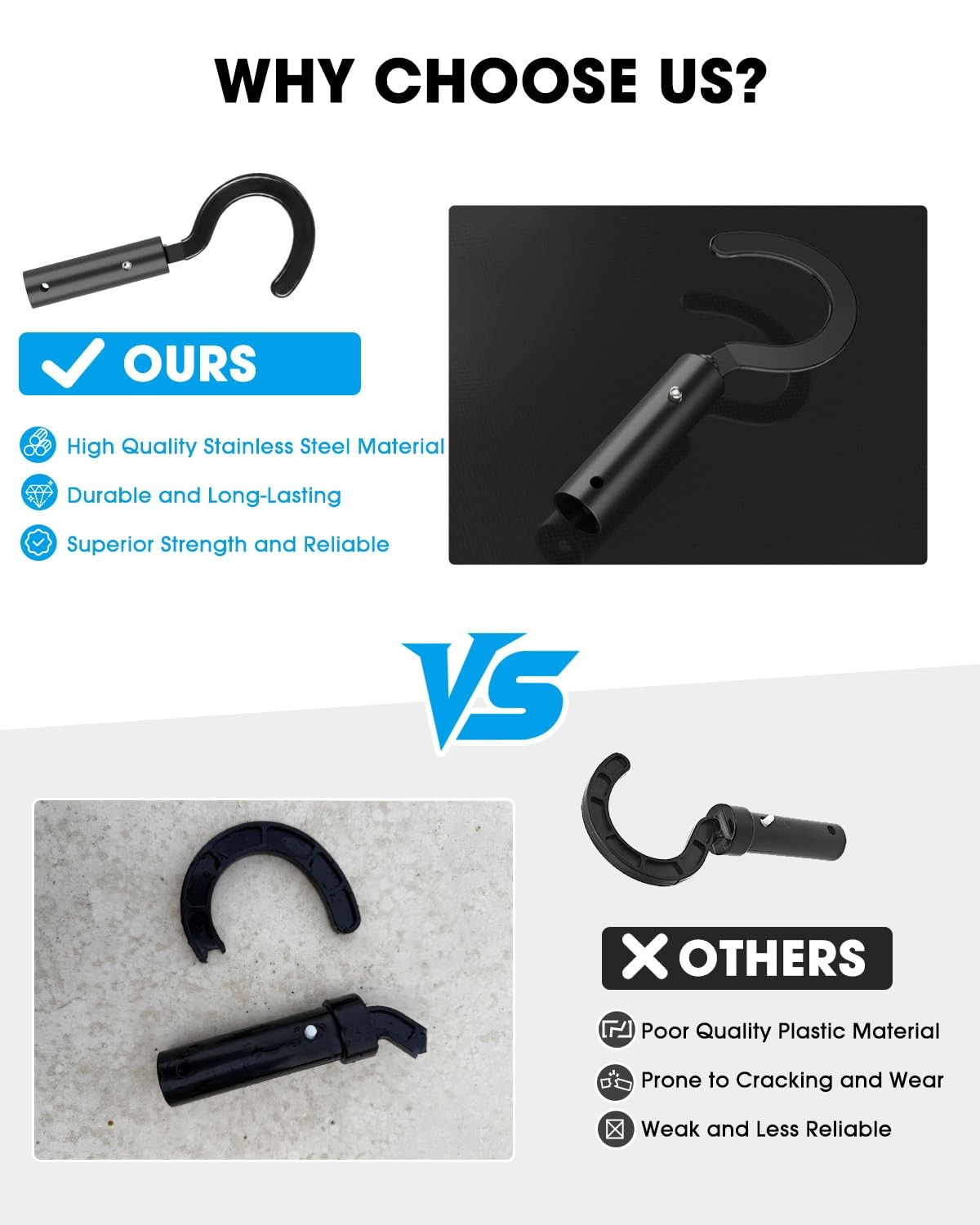 Stainless Steel Pool Hook for All Robotic Pool Cleaners, Rubber-Coated Metal …