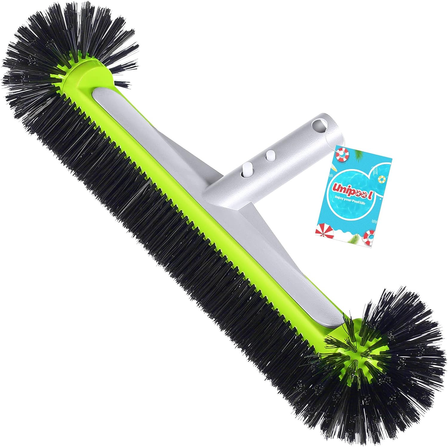 Swimming Pool Brush Head with Round Ends,17.5″ Heavy Duty Aluminum Back Head for