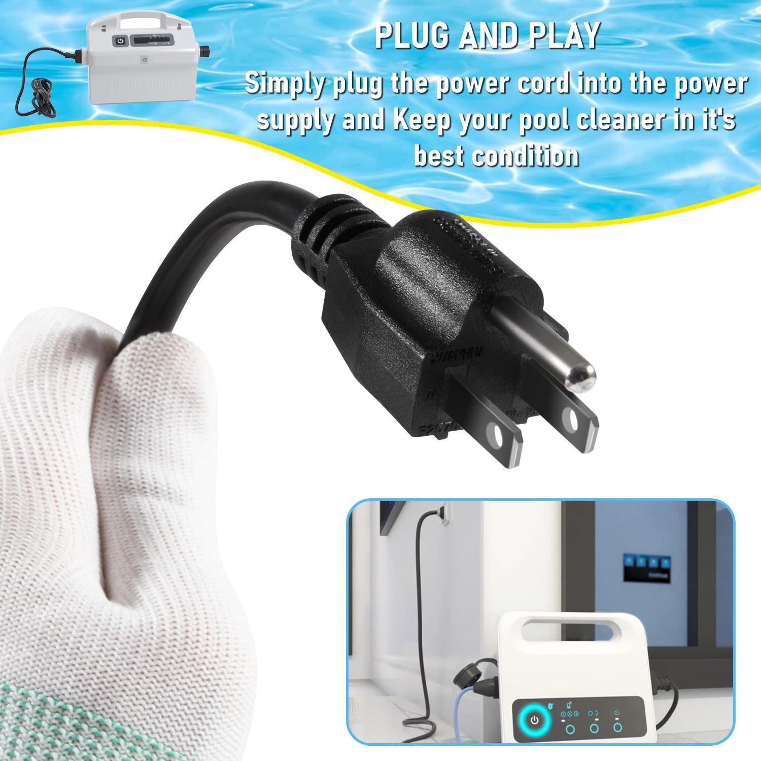 Black Power Cord Digital Supply Cable for Dolphin Pool Cleaners – Replacement 58