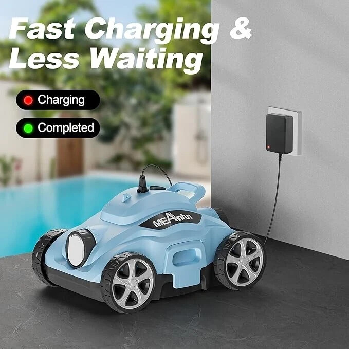CORDLESS BLUE ROBOTIC POOL CLEANER Meanfun MF-PC01 BLUE NEW