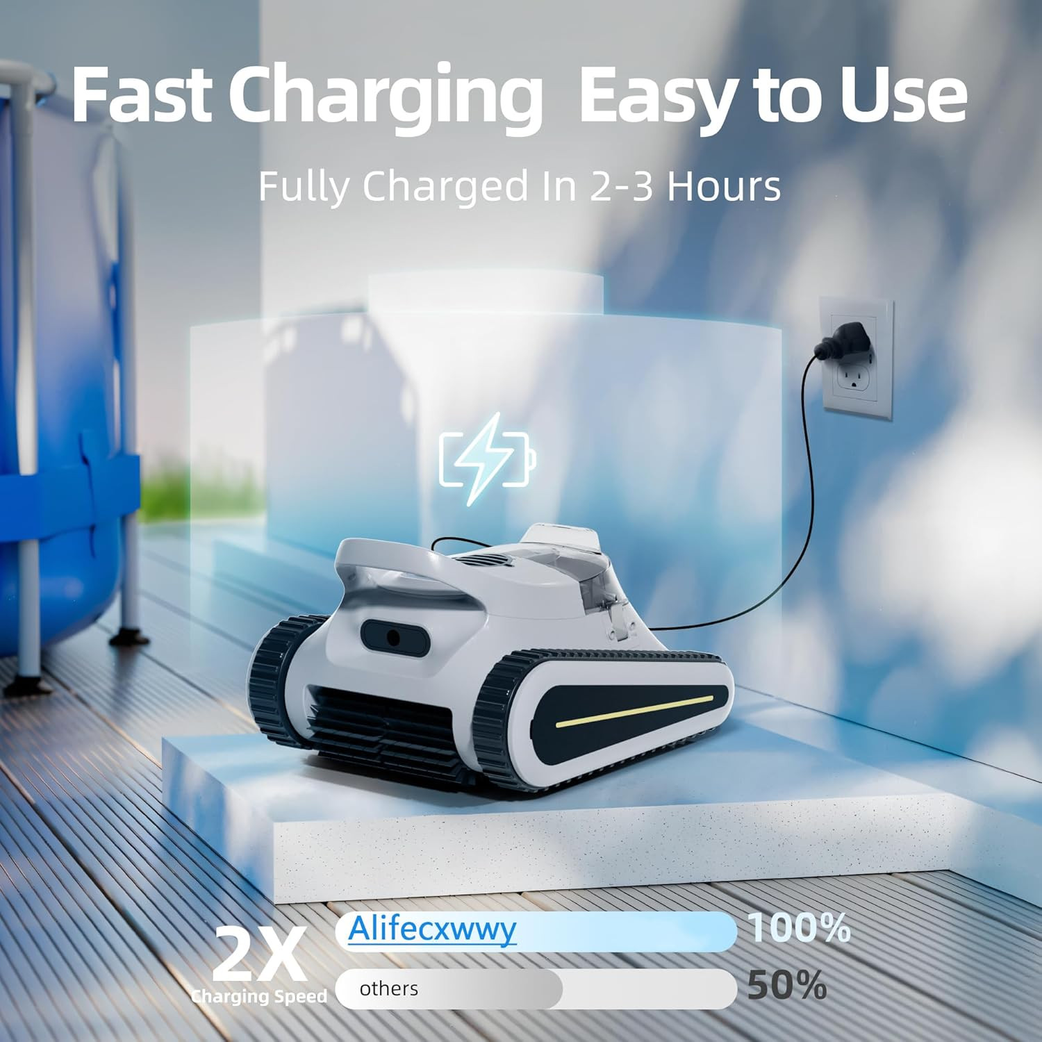Pool Vacuum for Inground Pools Cordless Robotic Pool Cleaner APP Control Blue