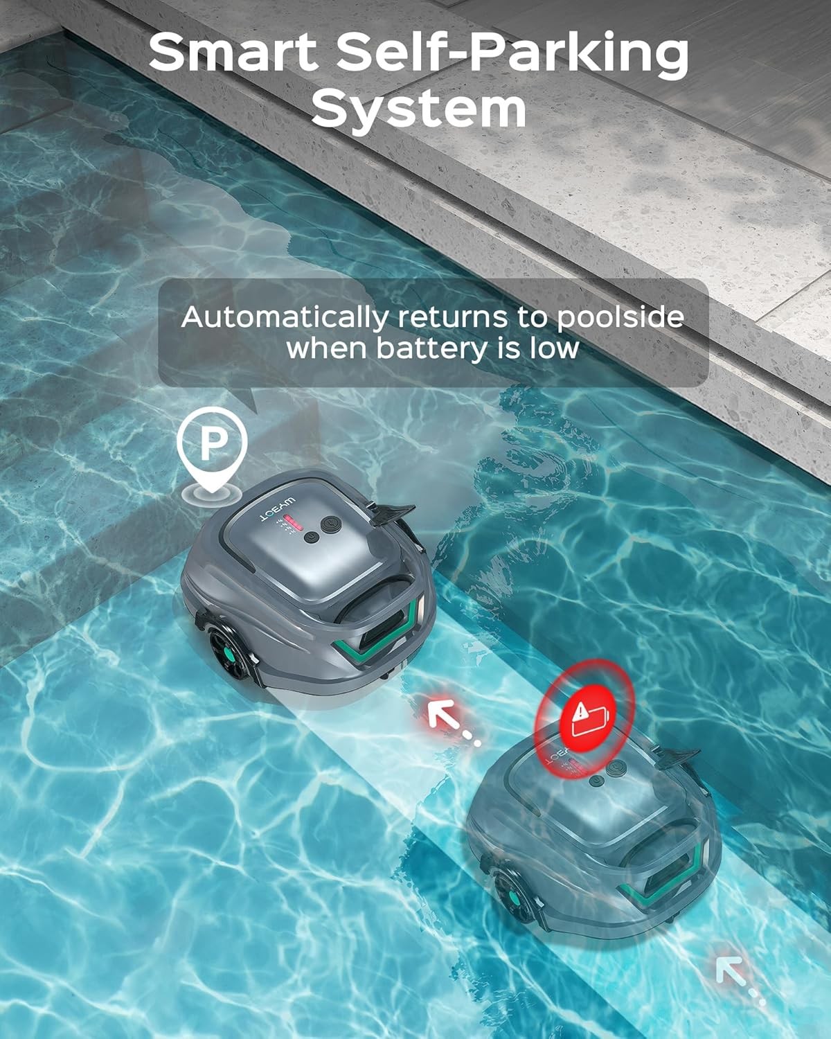 WYBOT A1 Cordless Robotic Pool Cleaner Automatic Pool Vacuum 1076 Sq.ft