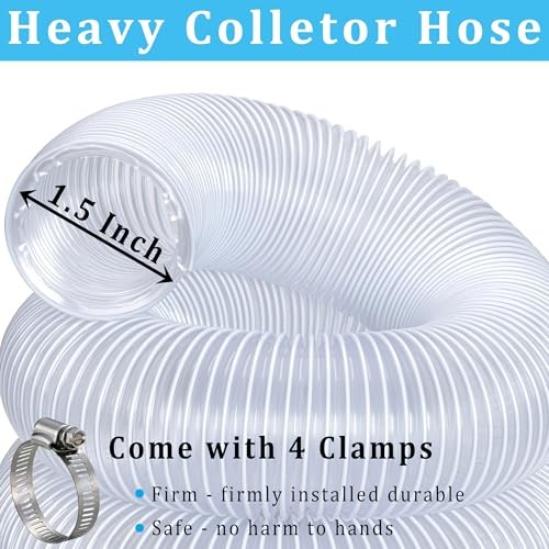 Heavy Duty Dust Collection Hose 1-1/2″ × 10 ft PVC 1.5in-10ft Thickened Style