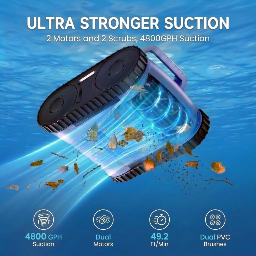 2026 Seauto Robotic Pool Cleaner 180min Cordless Pool Vacuum for Inground Pools