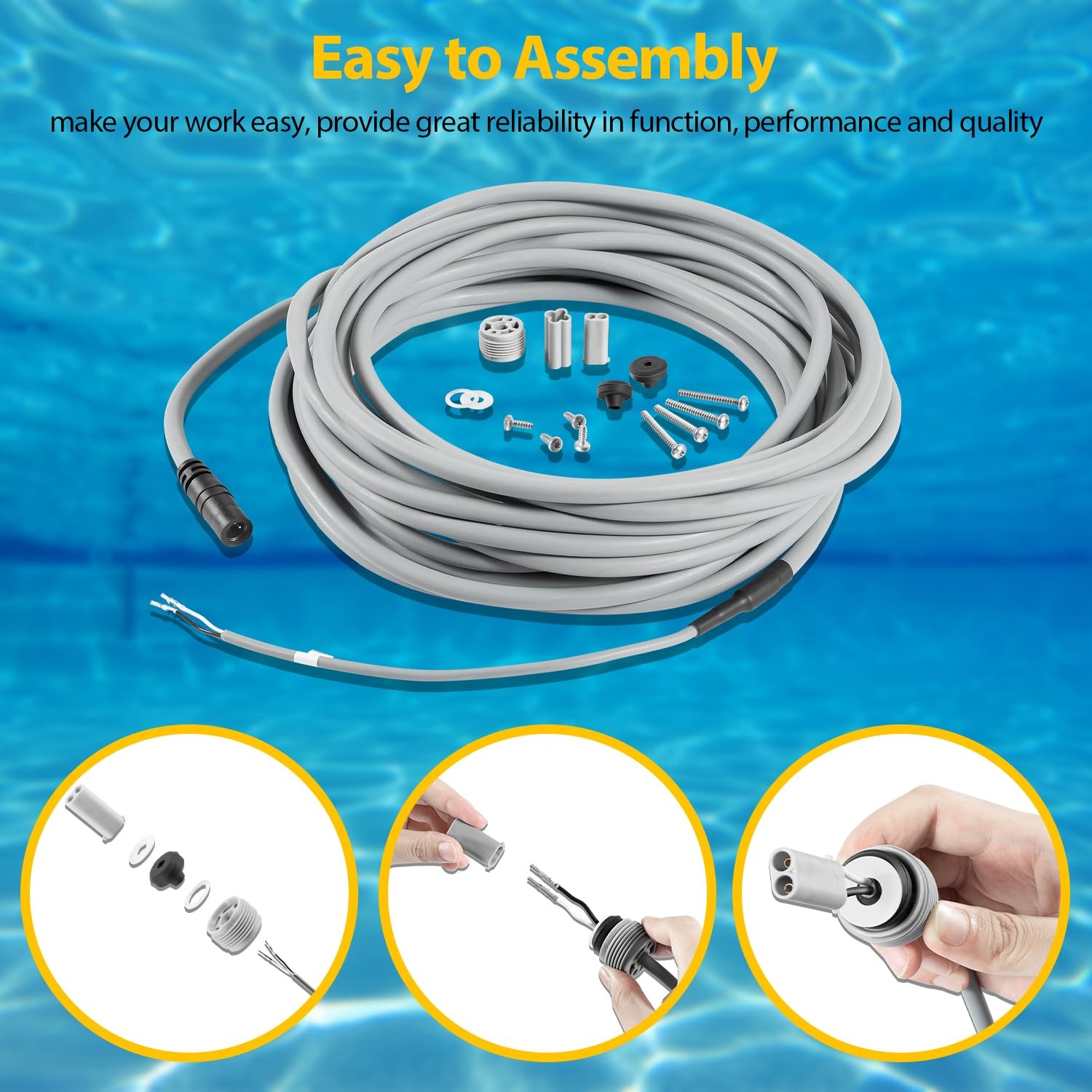 55ft Floating Power Cord RCX50061 for Tigershark Tiger shark QC Robotic Cleaner
