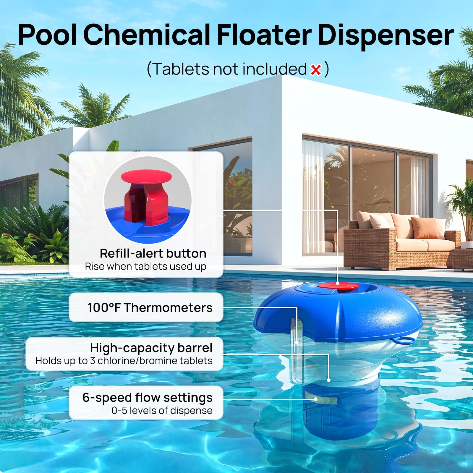 Consciot 5-In-1 Pool Cleaning Kit Including Deep Leaf Rake Net 17.3 Wall Brush