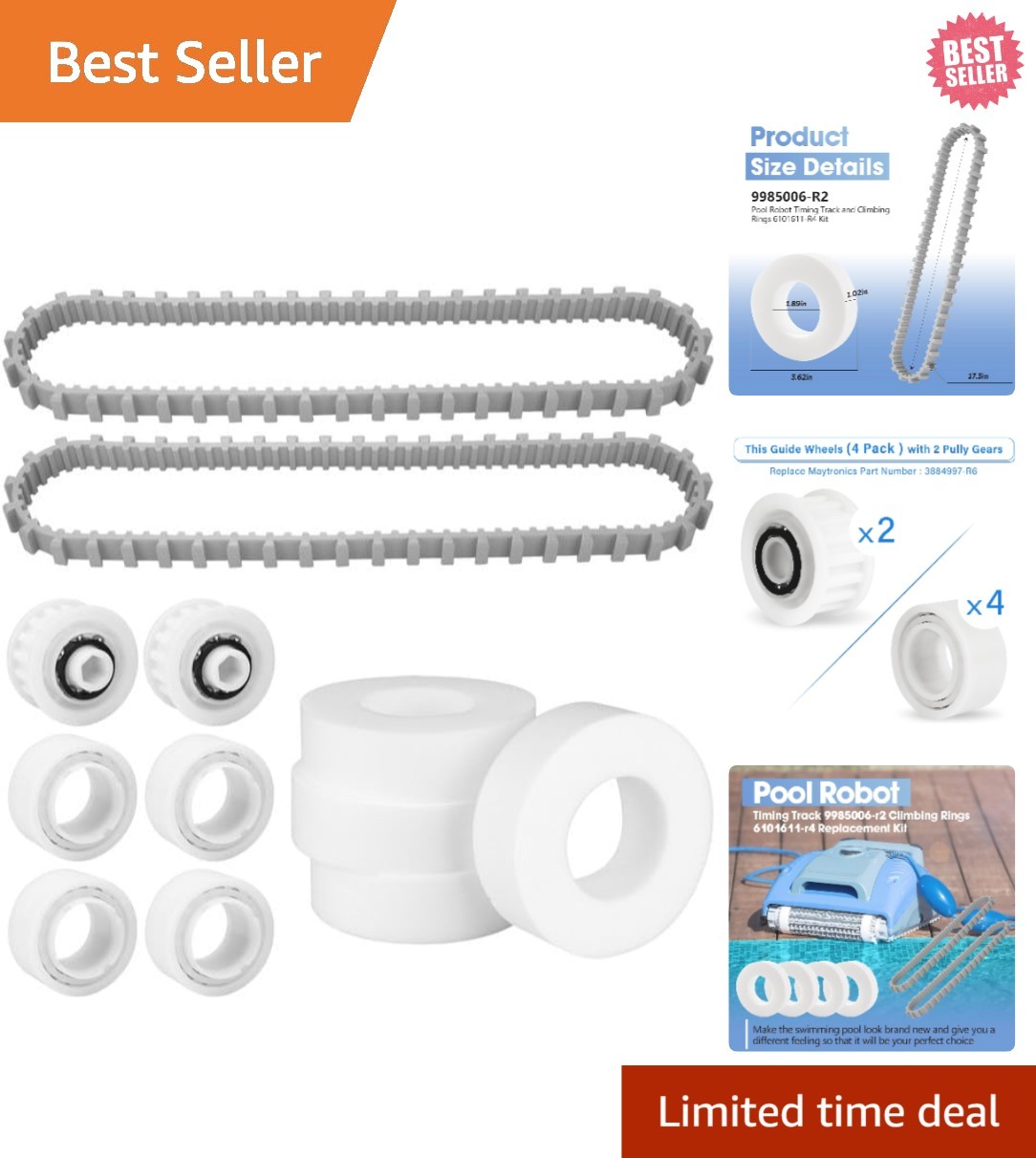 Dolphin Nautilus CC Plus Pool Cleaner Accessory Kit: Rings Tracks & Wheels New