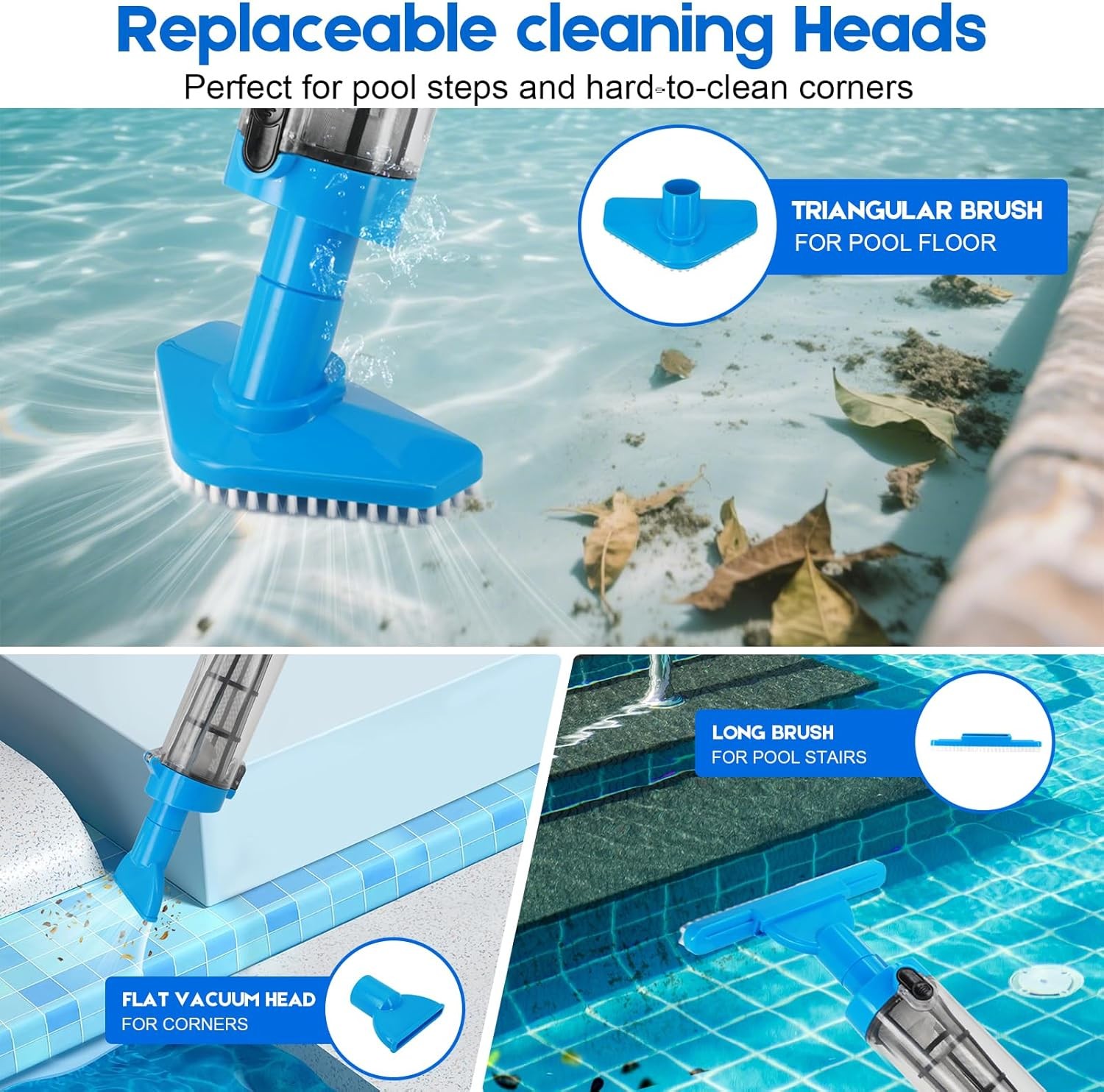 🔥 Cordless Rechargeable Pool Vacuum Handheld Cleaner w/ Telescopic Pole 90min