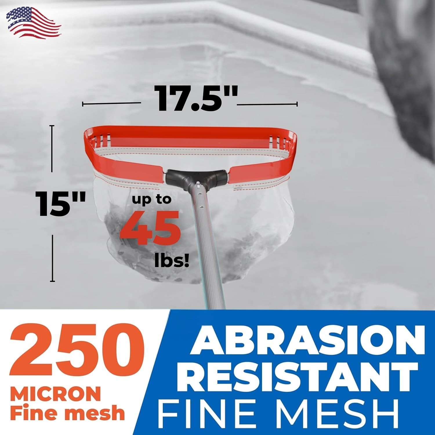 Winged Aluminum Pool Silt Net 17.5in – Quick Debris Removal +