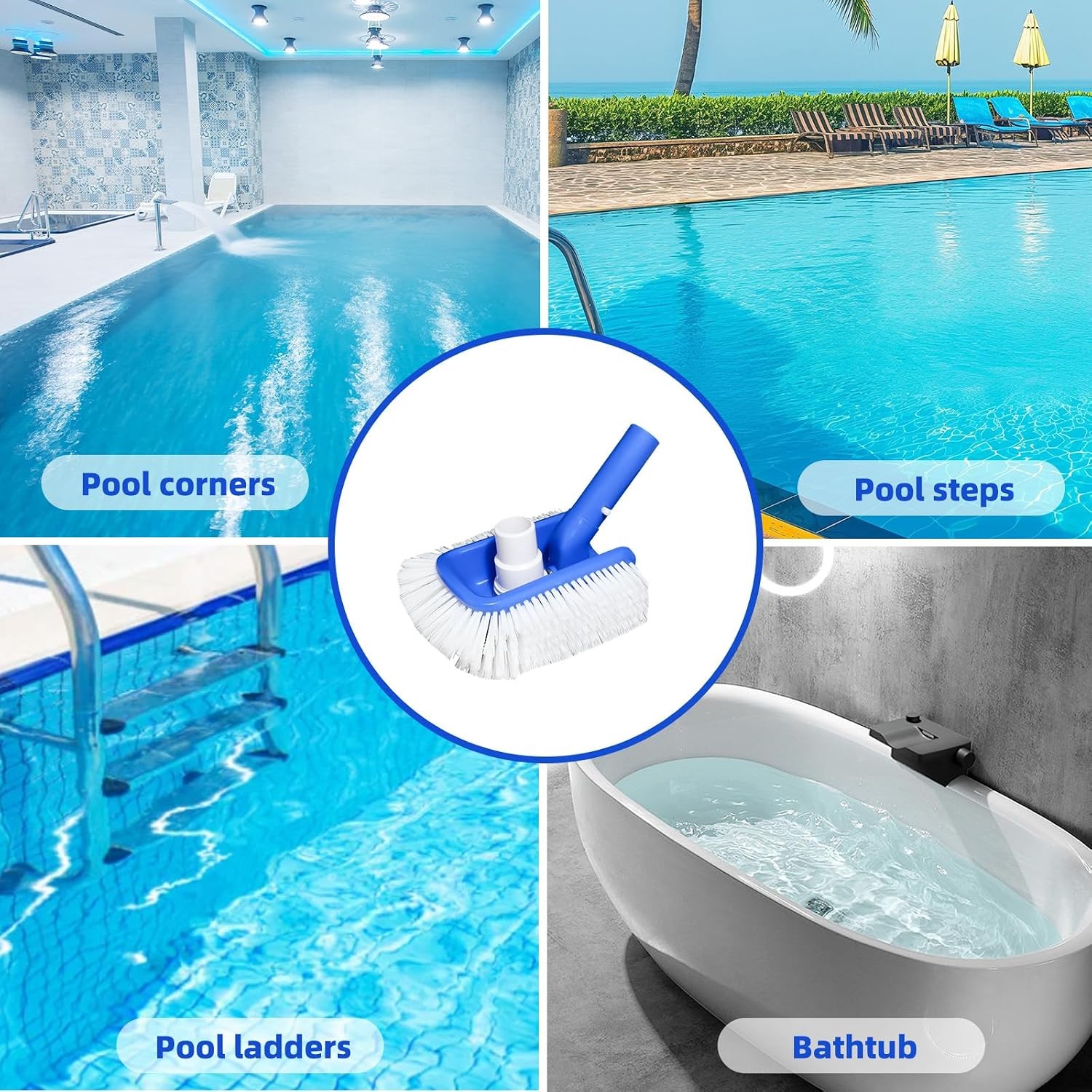 Pool Brush Head with Pool Vacuum Head for Inground & above Ground Pools, round H