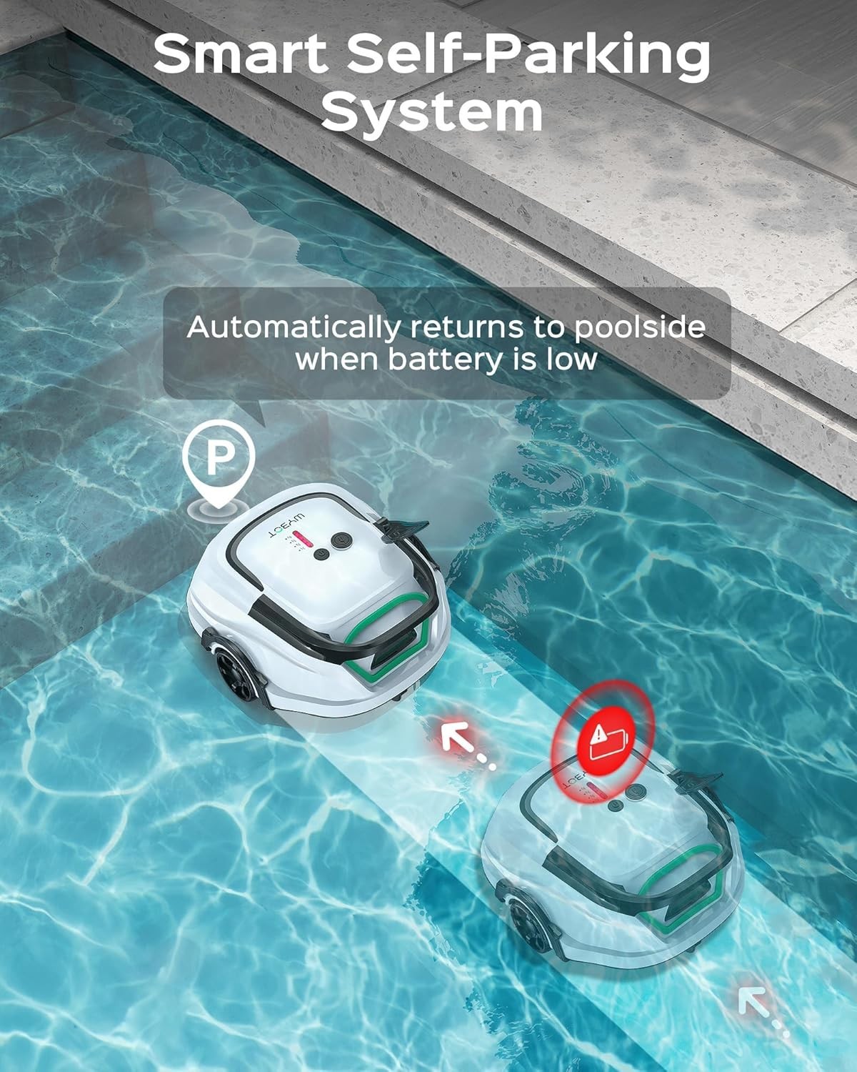 A1 Cordless Robotic Pool Cleaner – 2280 GPH Suction, 130 Min Runtime, 4 Modes