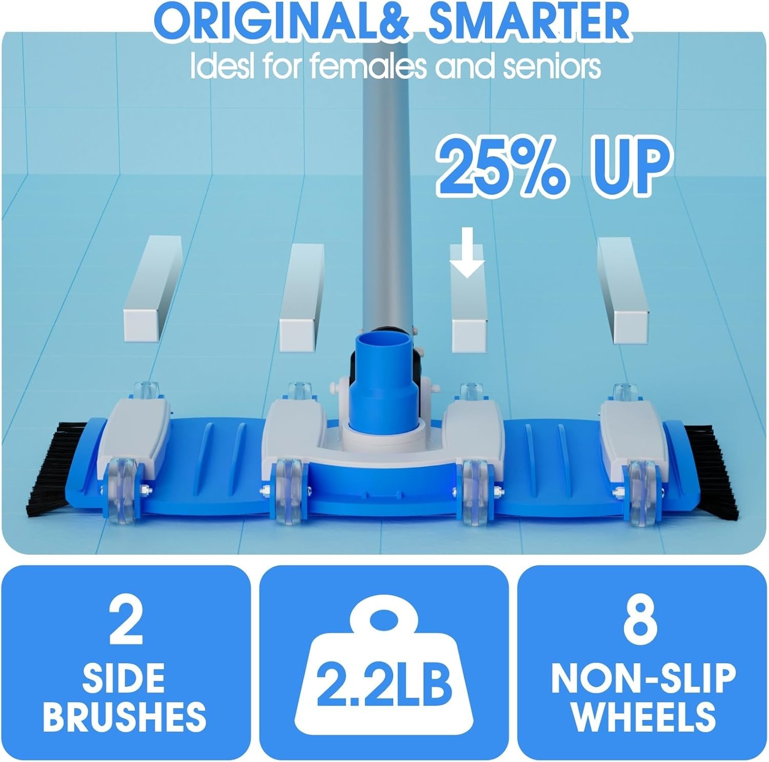 Swivel Handle 16in Pool Vacuum Head – Easy Connection and Gentle on Vinyl Lining