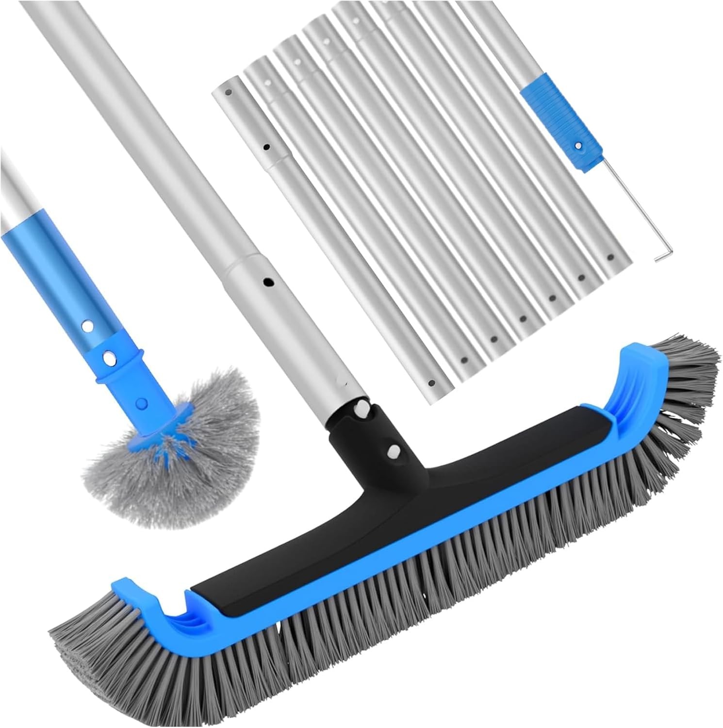 Pool Brush Head 20 In Wavy Nylon Bristles Scrubber for Wall Step Cleaning