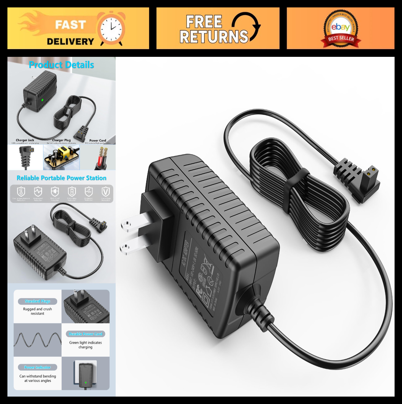 12.6V Charger for Cordless Robotic Pool Cleaner – Compatible with Seagull SE 600