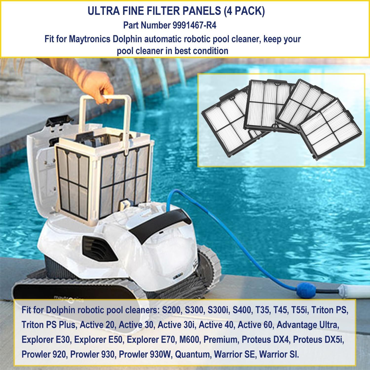 9991467-R4 Ultra Fine Filter Panels For Dolphin Active 20 30 40 60, E30 E50 E70