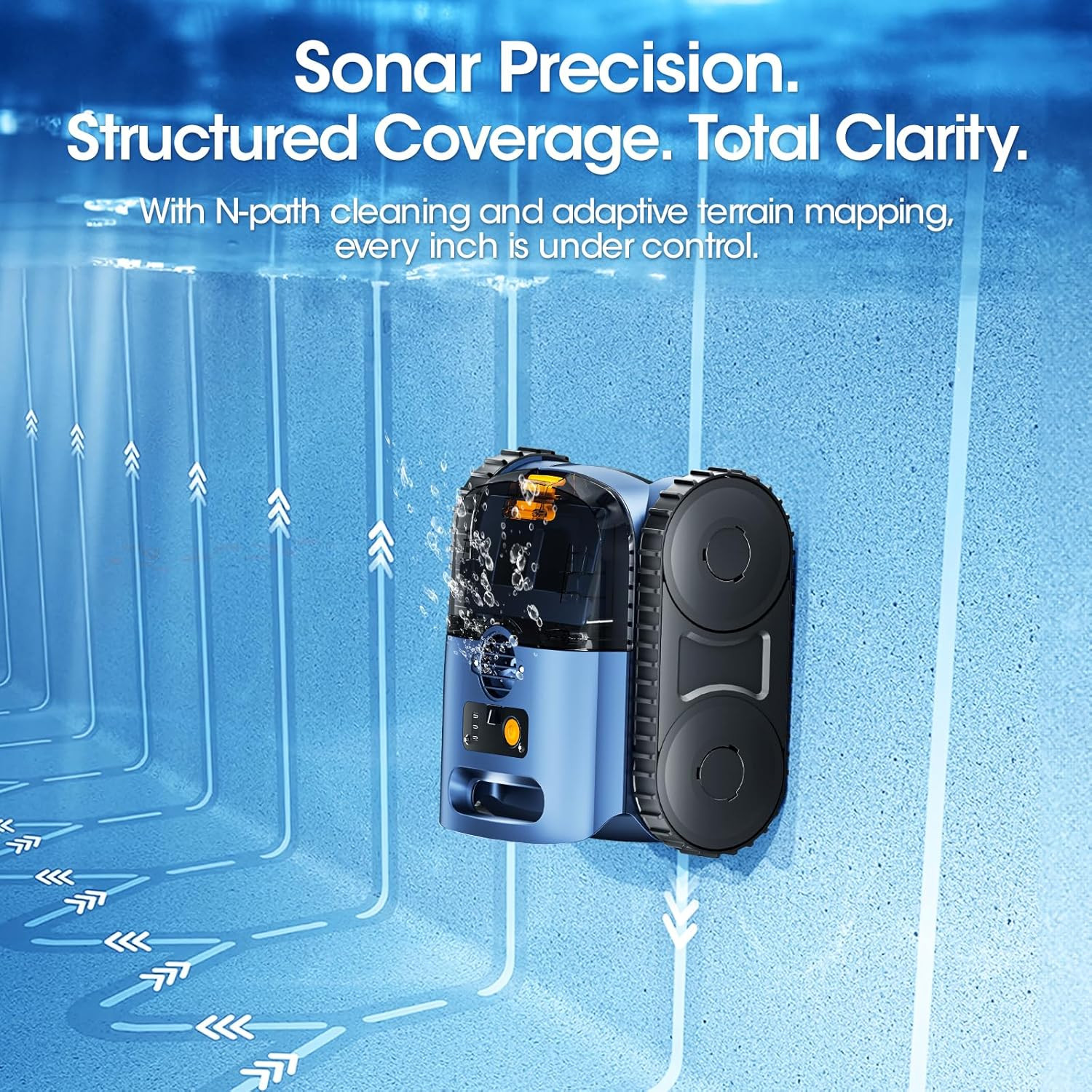 Cordless Robotic Pool Vacuum with Smarter Navigation & Track Drive, Dual 180W Br