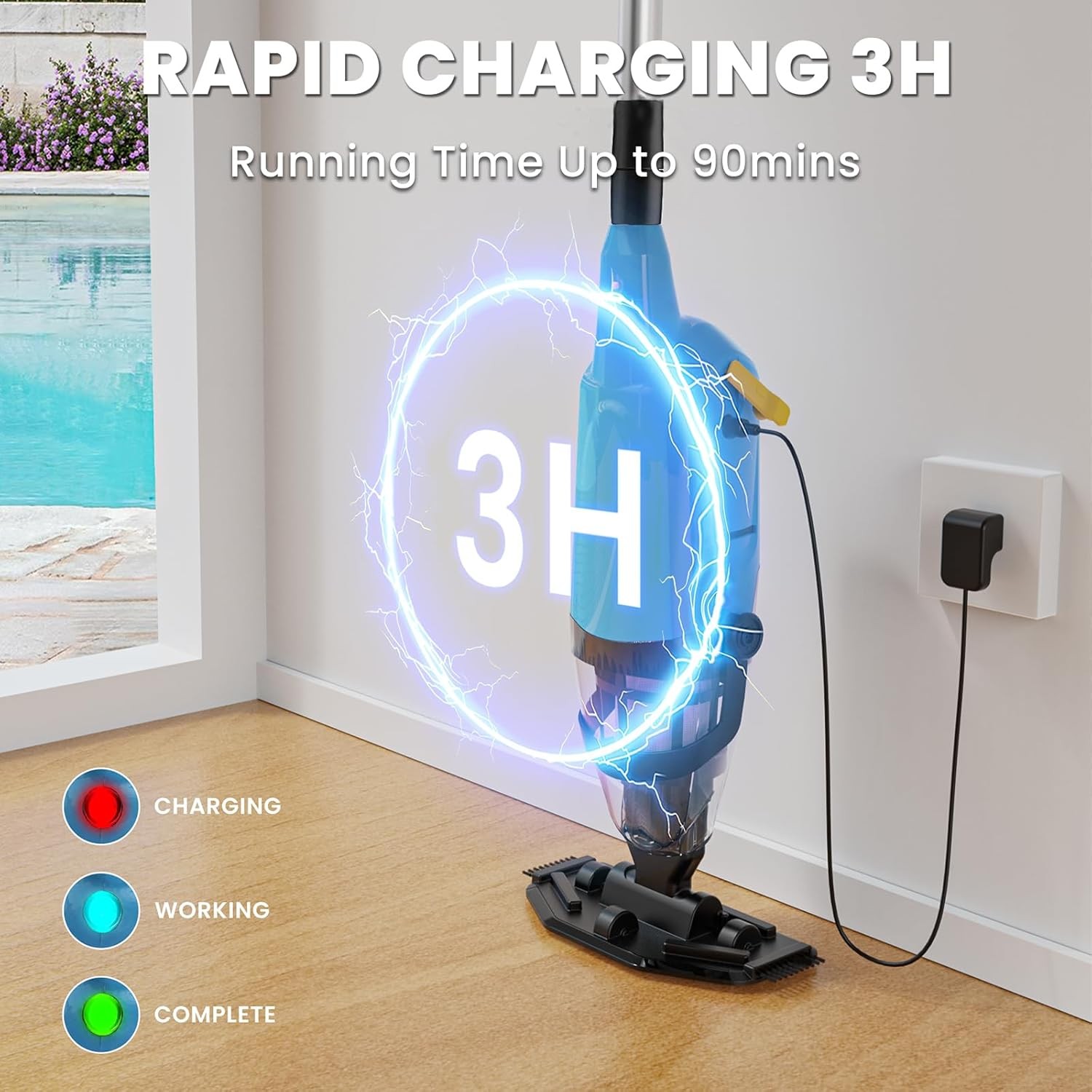 Cordless Handheld Pool Vacuum for In-ground Above-ground Swimming Pool Cleaner