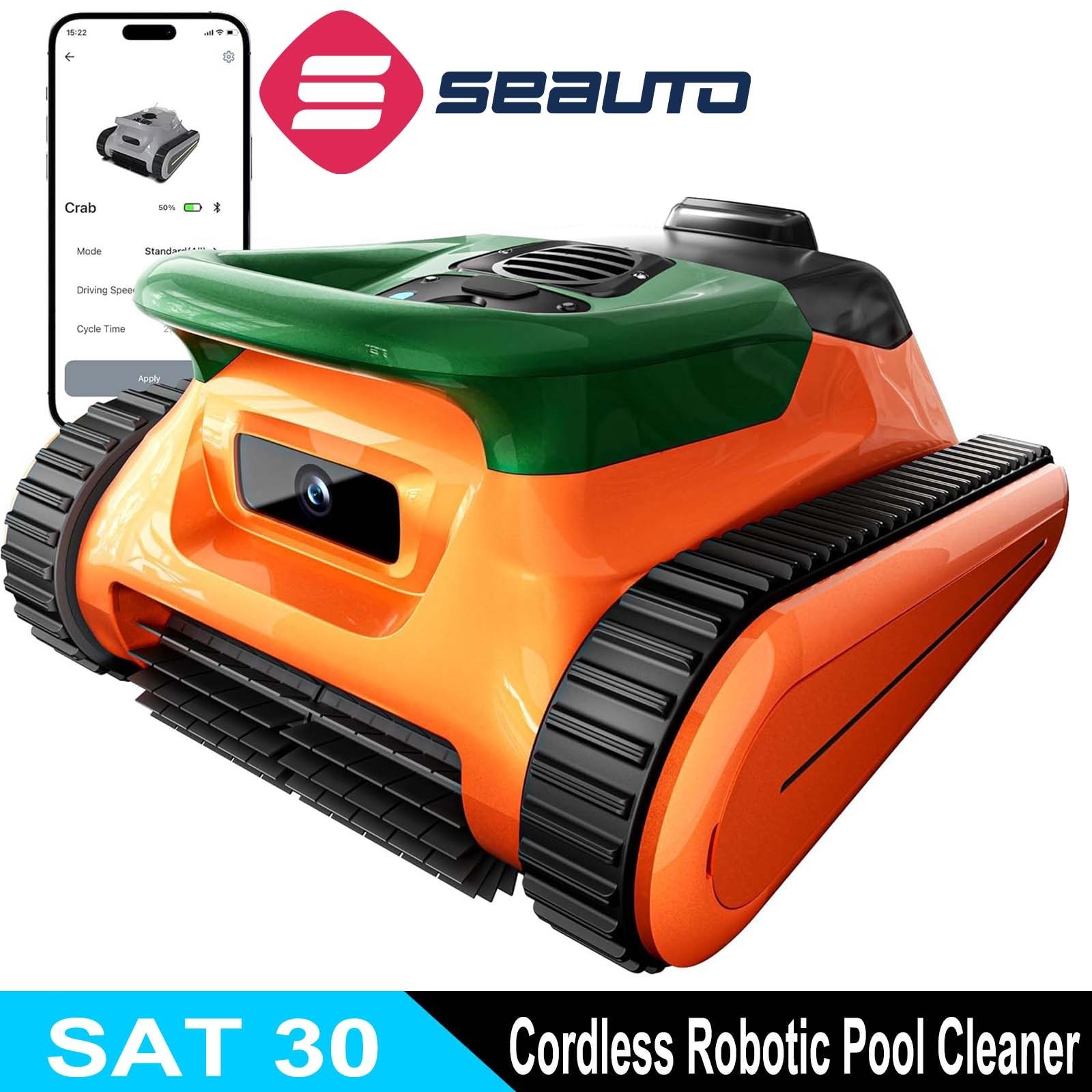 SEAUTO 3 H Runtime Cordless Robotic Pool Cleaner Wall Climbing Waterline APP