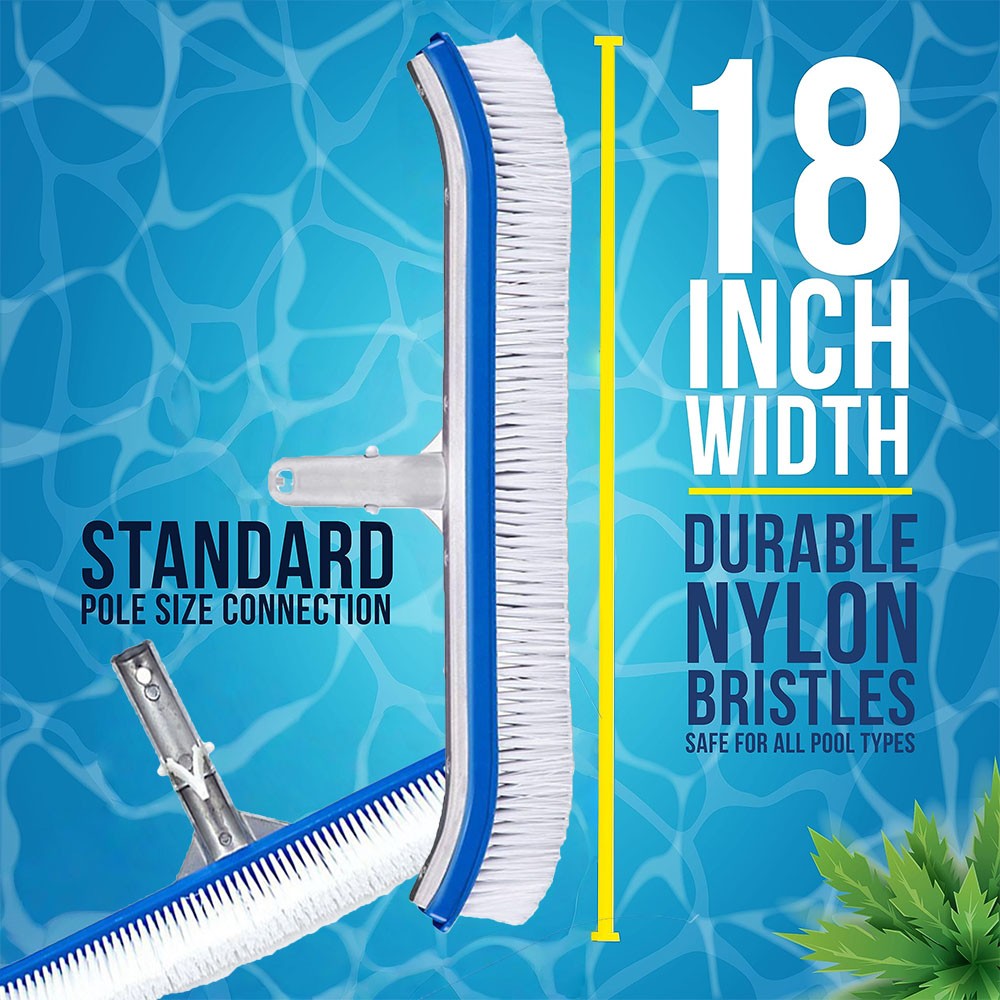 18 Inch Rubber Head Pool Brush Thickened Plastic Swimming Pool Cleaning Tool